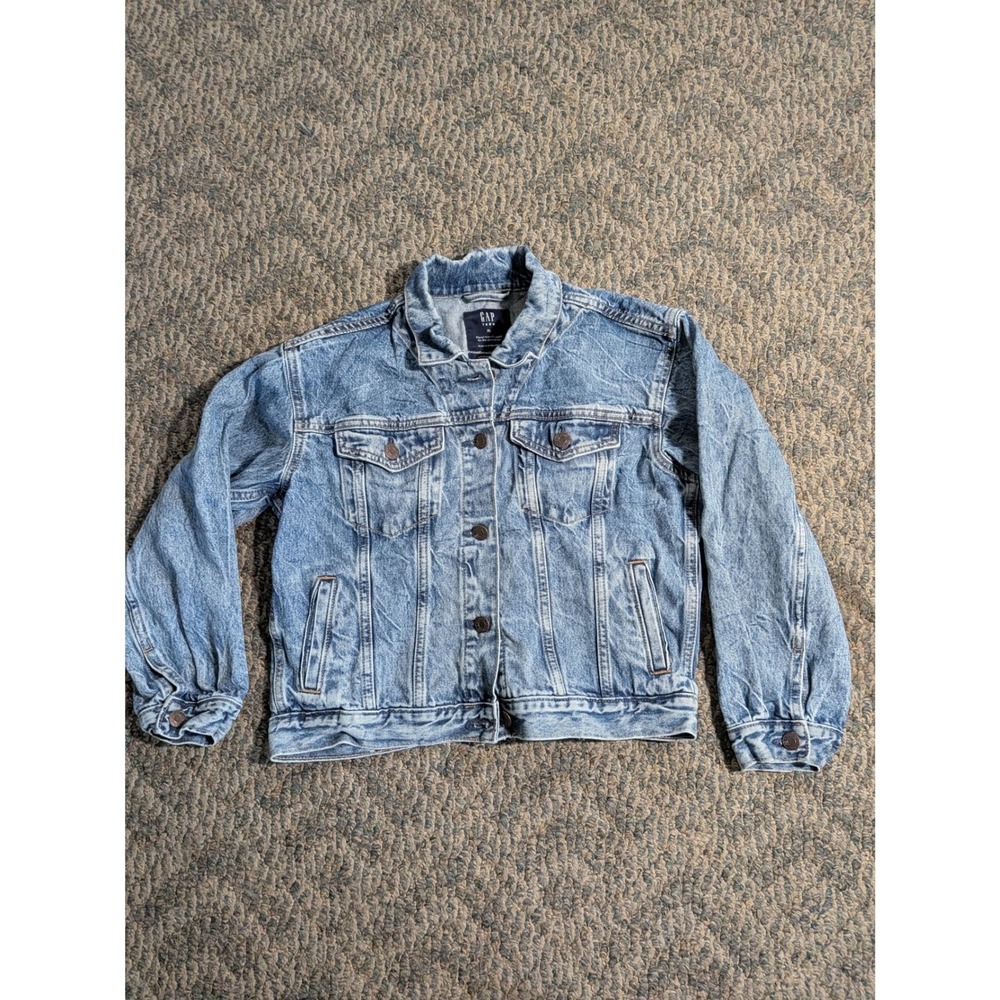 Gap Teen Girls XL Oversized Denim Trucker Jacket Medium Wash 663546-00